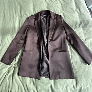 Chocolate brown satin blazer